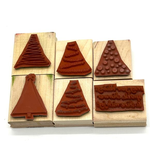 Stampin' Up! Trim The Tree Rubber Stamps Christmas Holiday Joy Modern 2005 (6) - Picture 2 of 13